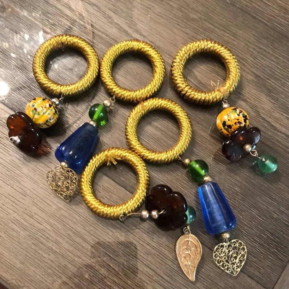 Vintage napkin rings with large glass beads